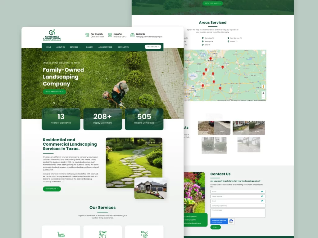 Captura de Pantalla de Una Página Web de una Empresa de Jardinería