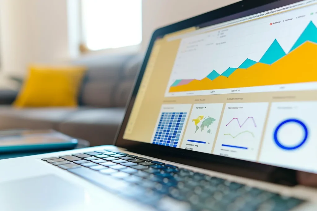 Digital growth charts displayed on a laptop as the result of an optimized website