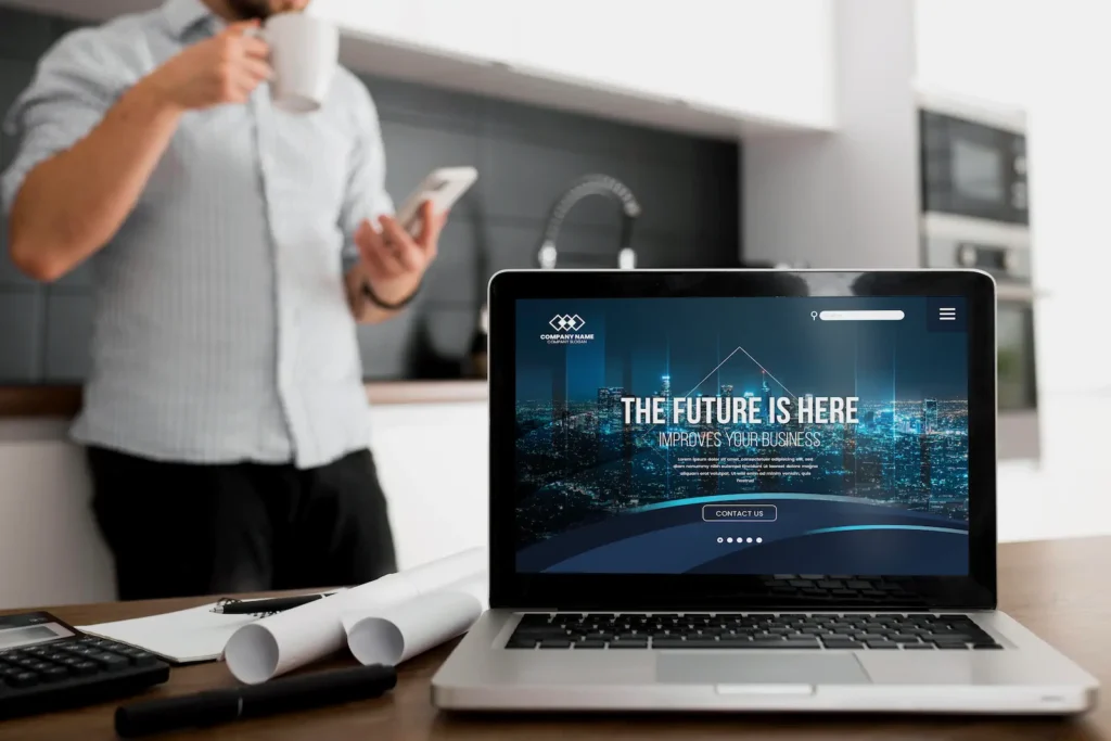 Corporate website displayed on a laptop as a business growth tool