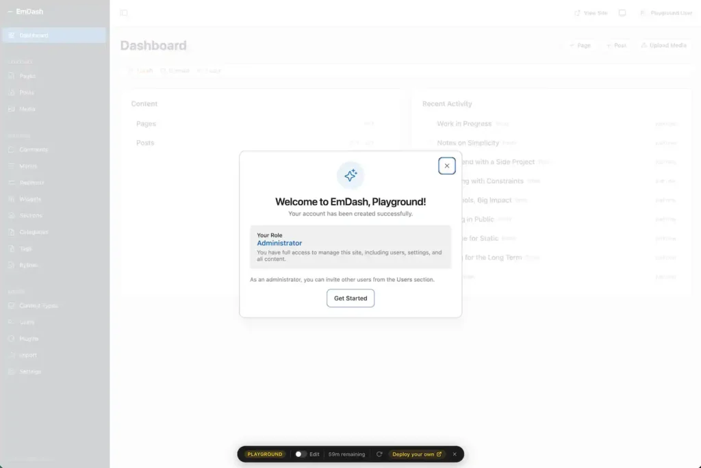 Pantalla de configuración de sistema CMS mostrando opciones de publicación digital