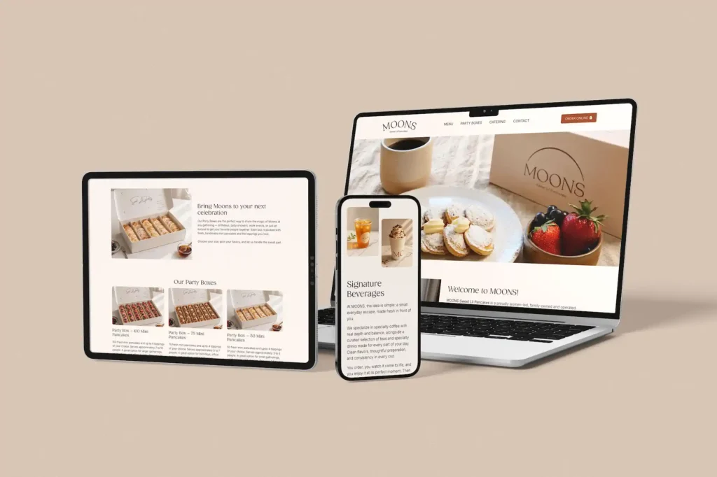 Web de pastelería en portátil, tablet y móvil