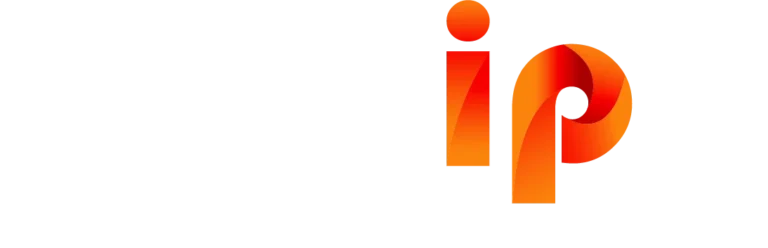 Logotipo naranja estilizado con las letras i y p